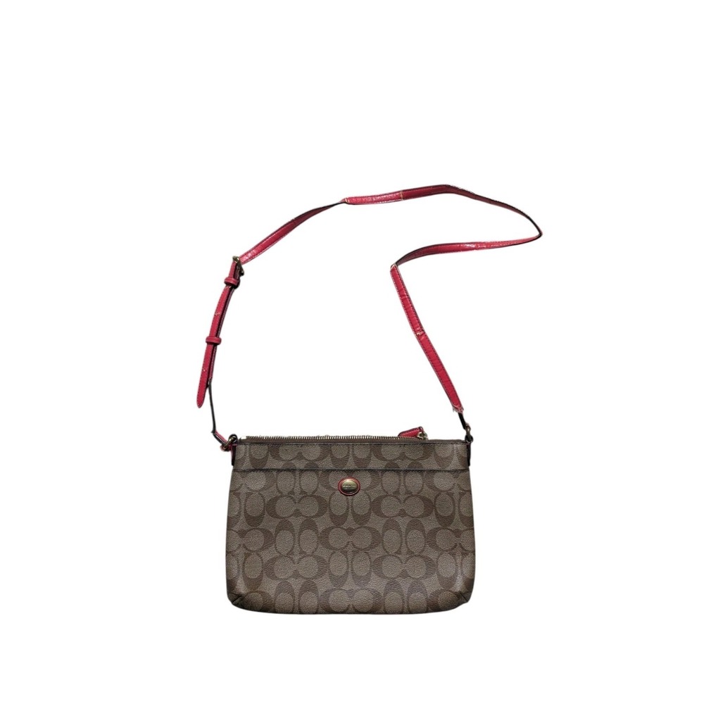 COACH Khaki &‎ Persimmon Peyton Signature East West Swingpack Bag 51065 RARE